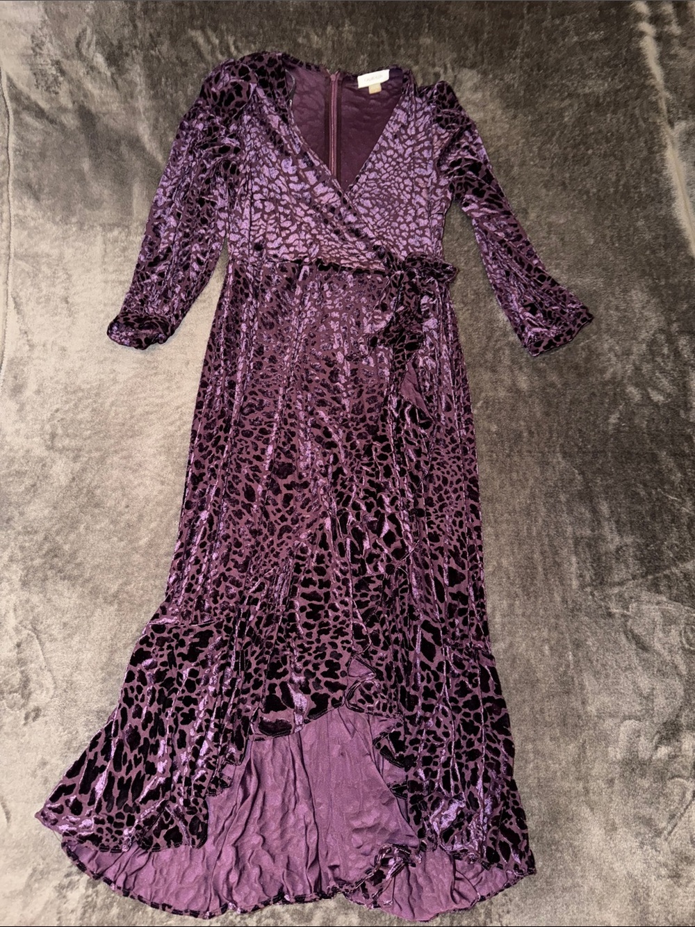 Calvin Klein Deep Purple Velvet Wrap Maxi Dress
